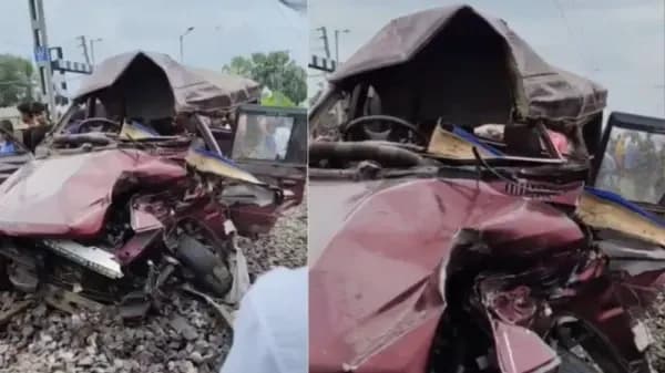 स्कूल वैन पर मौत बनकर टूटी पैसेंजर ट्रेन