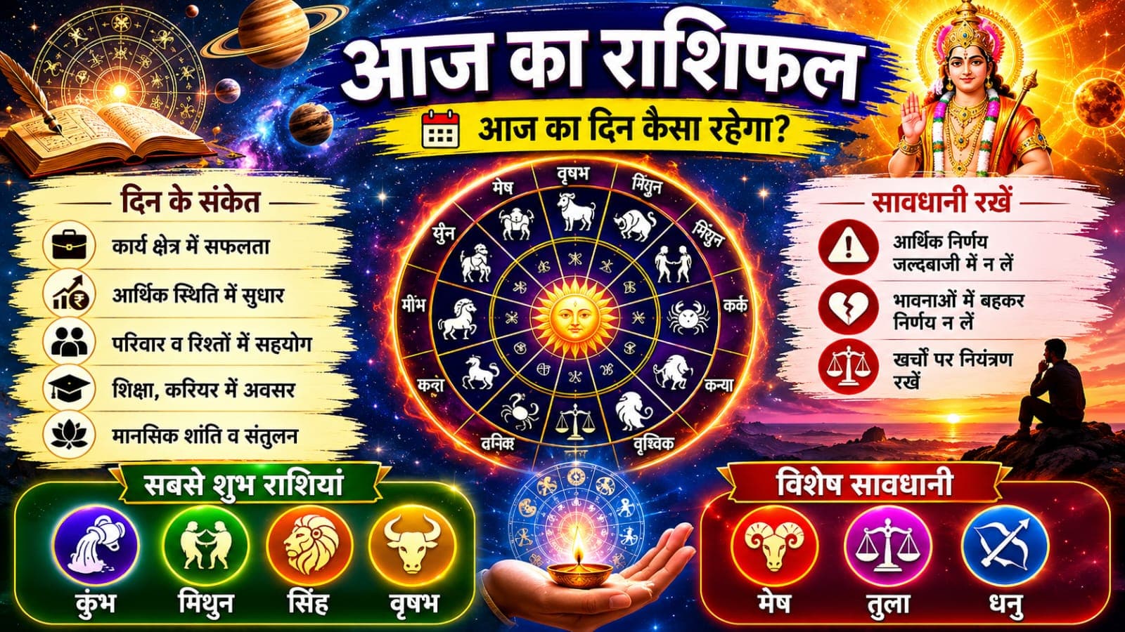 आज का राशिफल: किस राशि पर रहेगा ग्रहों का आशीर्वाद, किसे बरतनी होगी सावधानी?