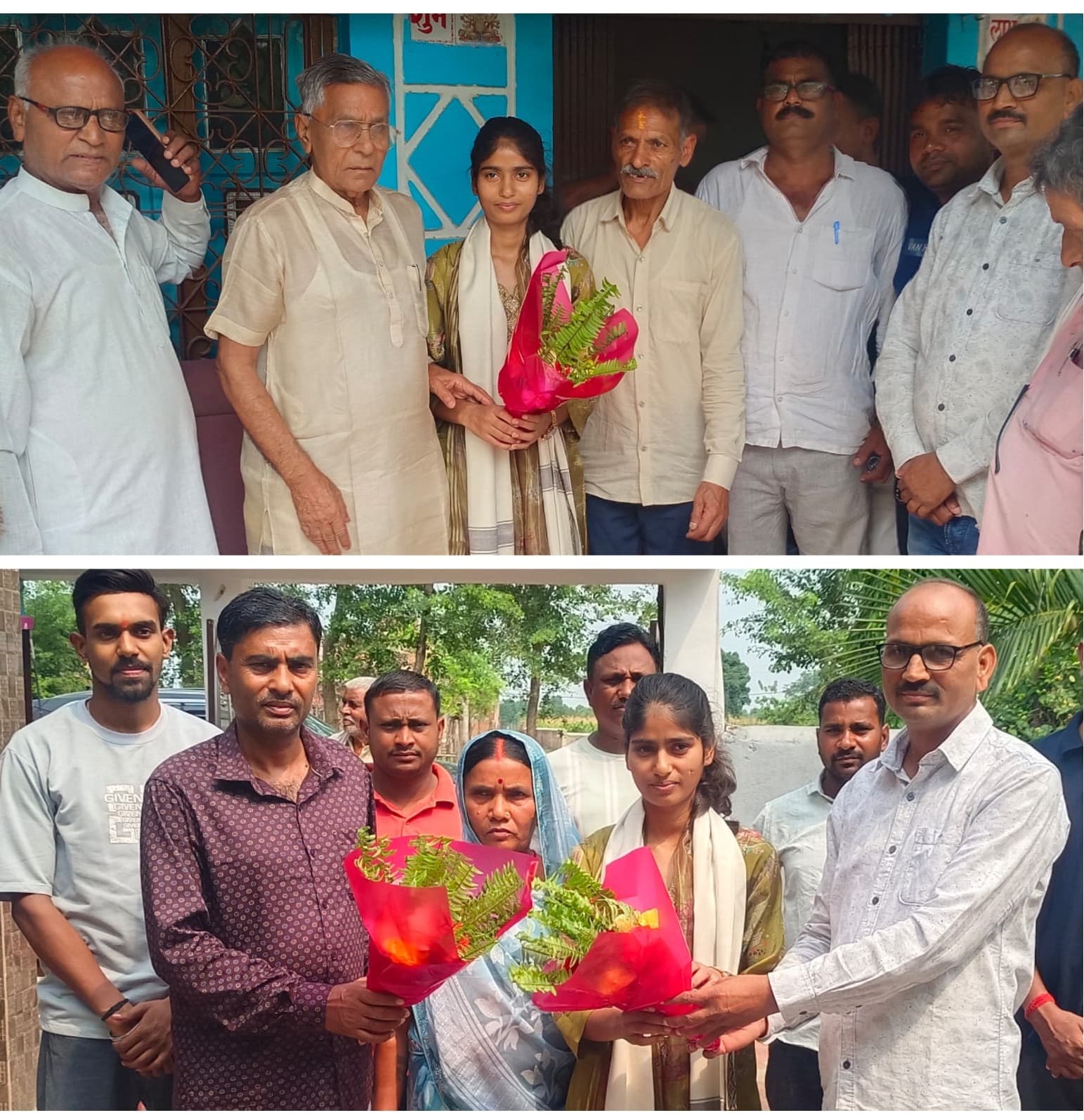 बीपीएससी में सफलता पर गांव पहुंची खुशबू, पूर्व विधायक उमाशंकर अकेला ने किया सम्मानित