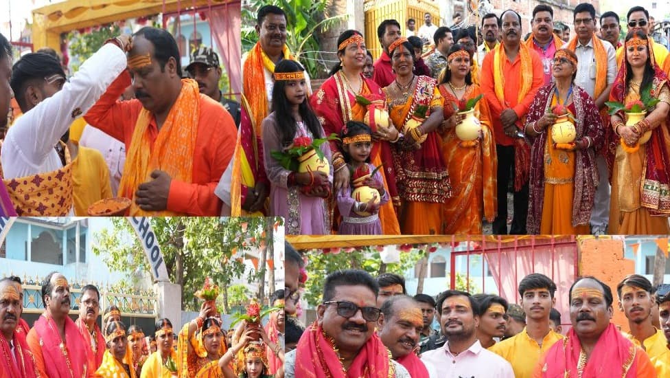 मटवारी कुम्हार टोली और कृष्णा नगर–शिवपुरी की कलश यात्राओं में शामिल हुए विधायक प्रदीप प्रसाद