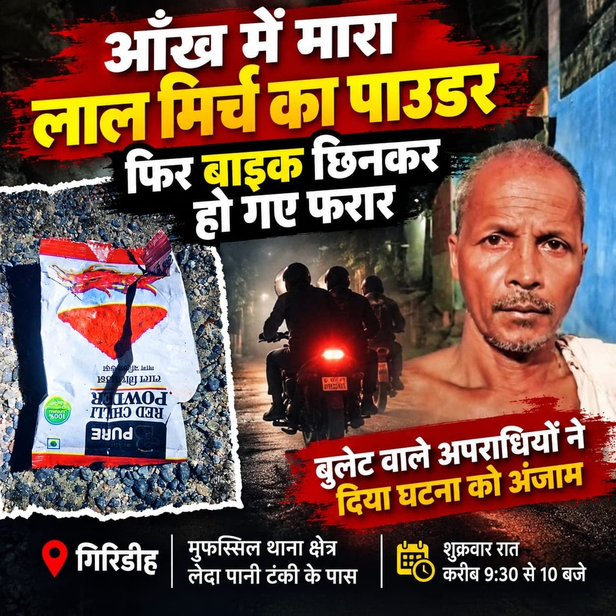 रास्ता पूछना पड़ा भारी, पीछा किया और फिर आंखों में मिर्च झोंककर बाइक लूट ली