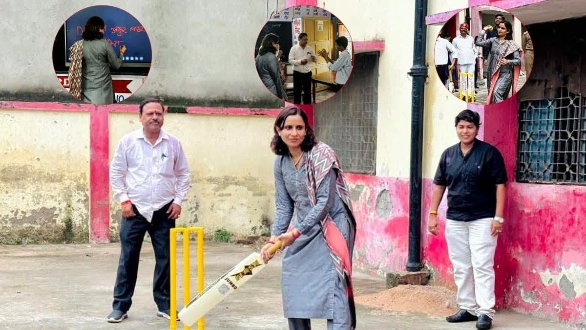 फर्रुखाबाद DM का अनोखा अंदाज, बच्चों को पढ़ाने के बाद खुद थामा बल्ला