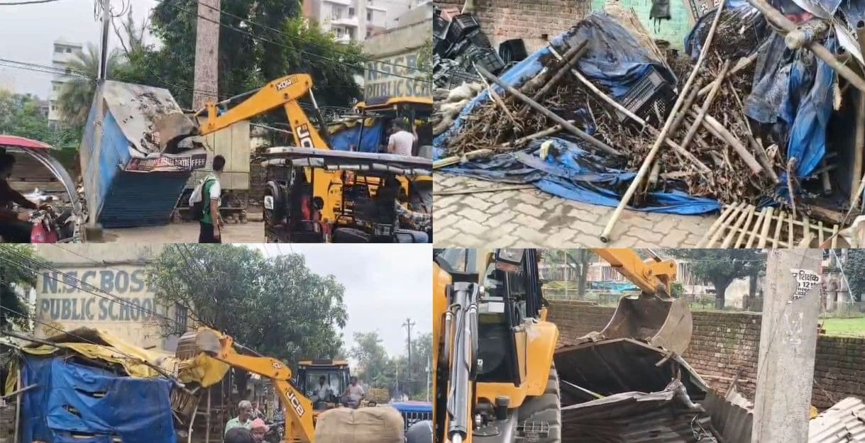 झारखंड उच्च न्यायालय की सख्ती के बाद टूटी नगर निगम की तंद्रा, पीटीसी चौक से कोर्रा चौक तक चला बुलडोजर 