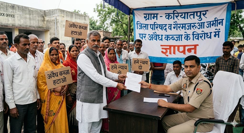 करियातपुर में जिला परिषद व गैरमजरुआ जमीन पर अवैध कब्जा, ग्रामीणों ने सीओ को सौंपा ज्ञापन
